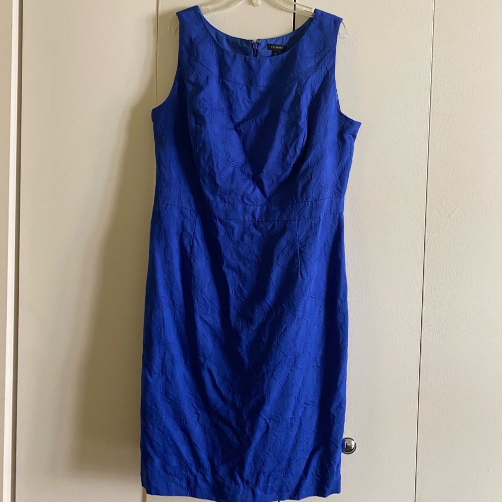 Talbots Royal Blue Floral Jacquard Sleeveless Dress - 14